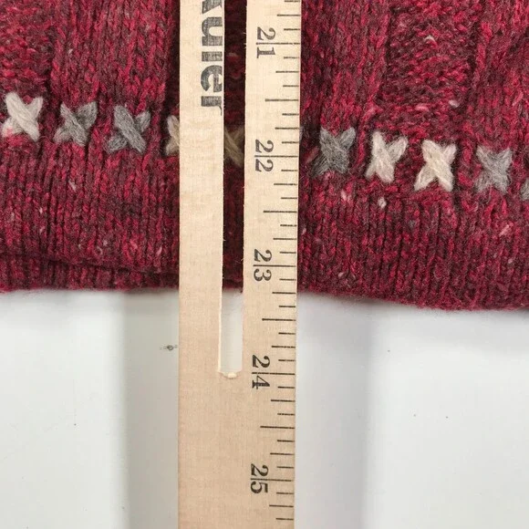 Woolrich Sweater Womens Medium Heather Red Gray Quarter Zip Nordic Fair Isle - Picture 10 of 11